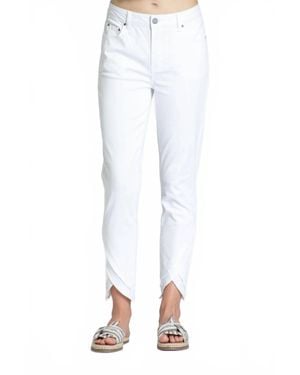Apny Double Layer Frayed Tulip Hem Cropped Pants - White