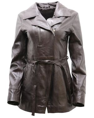 Infinity Leather Md Length Biker Jacket-Okehampton - Black