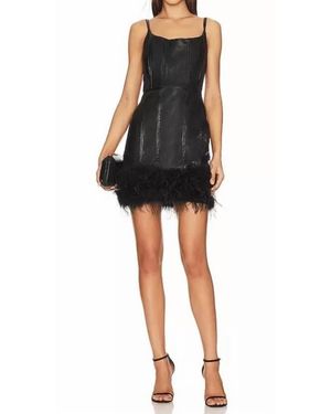 Line & Dot Faux Leather Dress - Black