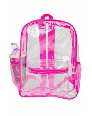 CAP ZONE Extra Large Outlined Clear Pvc Backpack - Pink