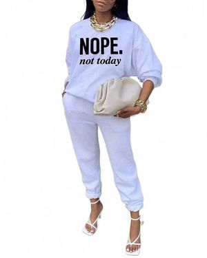 Flarix Corp Letter Print Long Sleeve Sweatshirt Set - Blue