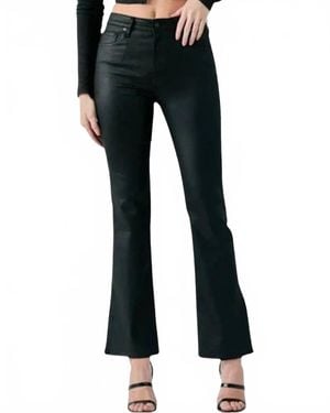Hidden Jeans Ryan High Rise Coated Side Slit Bootcut Pants - Black