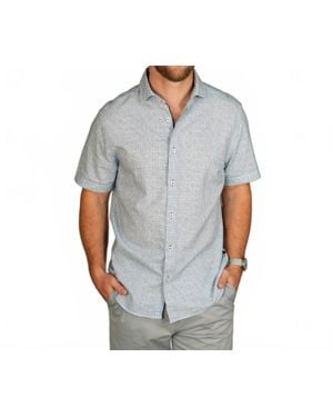 Stone Rose Buonasera Geo Print Linen Shirt - Gray