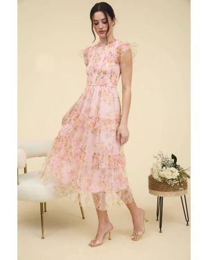 Blu Pepper Lucia Floral Smocked Tiered Maxi Dress - Natural