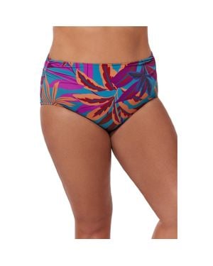 Gottex Plantopia Plus Size Shirred High Waist Swim Bottom - Blue