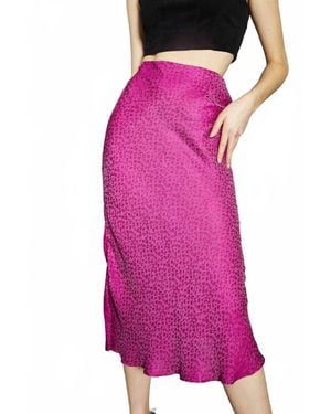 Glamorous Leopard Bias Cut Midi Skirt - Pink