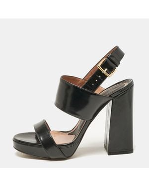Marni Brushed Leather Platform Sandals - Black
