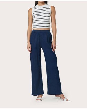 LUSANA Slip On Wide Leg Pants - Blue