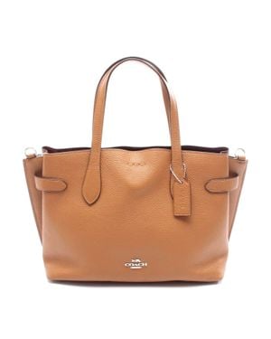 COACH Leather Hannah Carryall Tote Bag - Brown