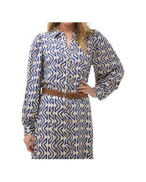 EsQualo Utopia Graphic Long Dress - Blue