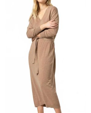 Lilla P Easy V Neck Sweater Dress - Natural