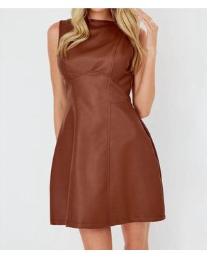 One And Only Collective Pleather Sleveless Dress - Brown