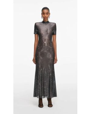 Self-Portrait Rhinestone Mesh Midi Dress - Multicolor