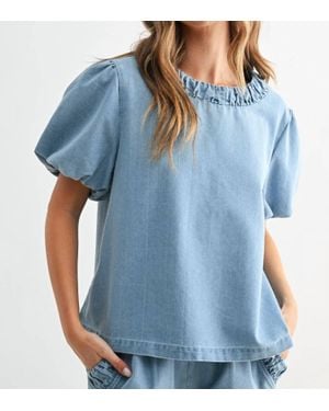 Joh Denna Puff Sleeve Top - Blue