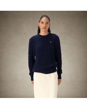 Members Only Crew Neck Cable Sweater - Blue