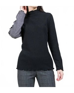 Trisha Tyler Two Toned Ribbed Top - Black