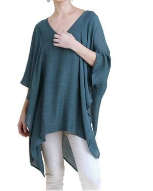 Umgee V-Neck Caftan Tunic - Blue