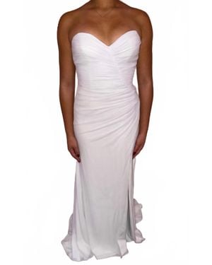 Alyce Paris Strapless Chiffon Sweetheart Gown - Natural