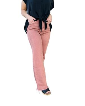 VERVET BY FLYING MONKEY Raw Hem Vintage Flare Jeans - Brown