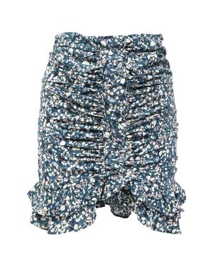 Isabel Marant Ruched Floral Mini Skirt - Blue