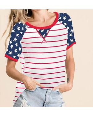 Bibi Stripe Knit Star Print Tee - Blue