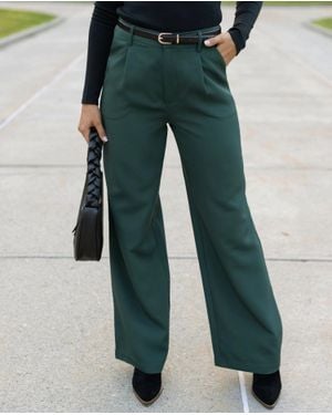 Grace and Lace Pocketed Wide Leg Pants - Green
