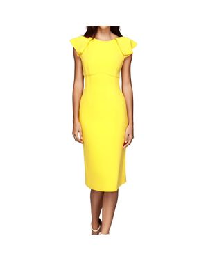 Maggy London Ruffled Polyester Sheath Dress - Yellow