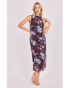 Sadie & Sage Urban Siren Ruched Midi Dress - Red