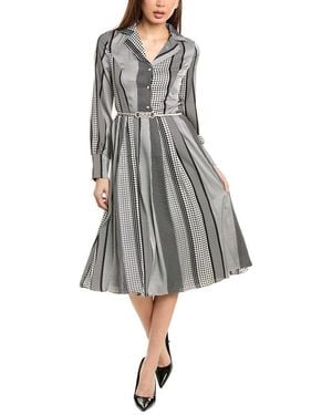 Gracia Belted Shirtdress - Gray