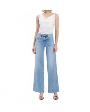 Flying Monkey Apus High Rise Patch Pocket Wide Leg Jeans - Blue