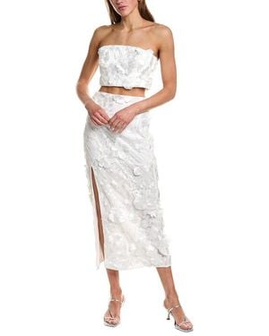 Endless Rose 2Pc Floral Embroidered Bandeau Top & Maxi Skirt Set - White