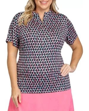 Tail Short Sleeve 1/4 Zip Shoulder Inserts Polo - Multicolor