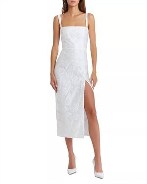Amanda Uprichard Monica Jacquard Flower Midi Dress - White