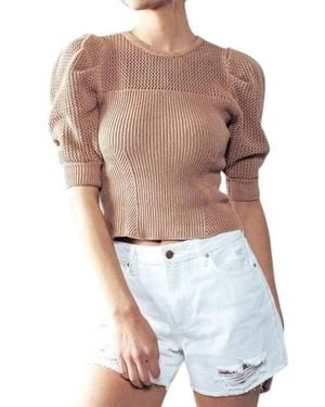 Urban Daizy Puff Short Sleeve Knit Top - Blue