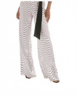 Joseph Ribkoff Polka Dot Belted Wide Leg Pants - White