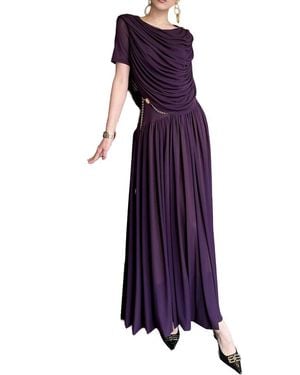 BURRYCO Short Sleeve Solid Maxi Dress - Purple