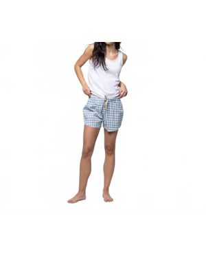 Veraluna Organic Cotton Gingham Pj Set - Blue