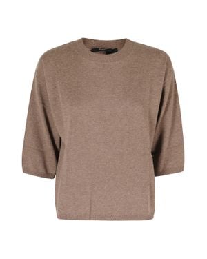 Seventy Crew-Neck Sweater With 3/4-Length Sleeves And Ribbed Trim - Brown
