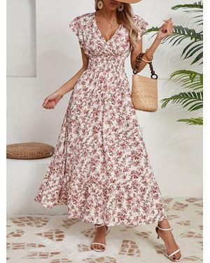 TRUEDAMES Printed French Dress Floral Dress - Multicolor
