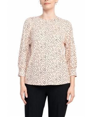 Adrianna Papell Three-Quarter Sleeve Crepe Top - Natural