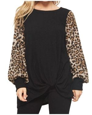 Promesa Leopard Sleeve Tunic - Black