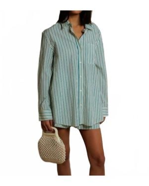 PERFECTWHITETEE Avalon Cotton Poplin Slim Fit Button Down Shirt - Green