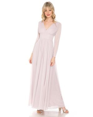 TRUEDAMES Simple Long Sleeve Modest Bridesmaids Dress - Pink