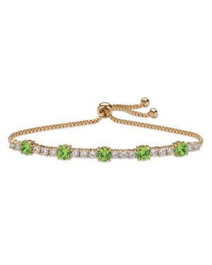 Palmbeach Jewelry Birthstone And Cz-Plated Bolo Bracelet 10" - Metallic