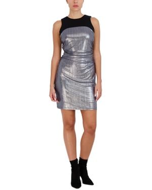 BCBGMAXAZRIA Metallic Above Knee Cocktail And Party Dress - Blue