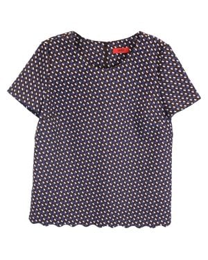 BOSS Hugo By Short Sleeve Scalloped Top - Blue