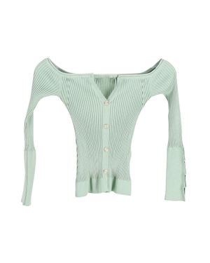 Jacquemus Ribbed-Knit Cold-Shoulder Cardigan - Green