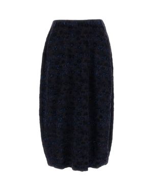 Boboutic Jacquard Knit Midi Skirt With Elasticated Waist - Blue