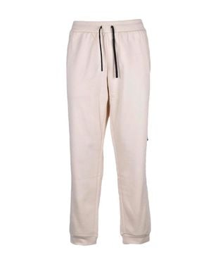 EA7 Relaxed Fit Cream Sweatpants With Vertical Logo Detail - Multicolor
