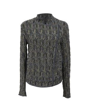Missoni Knitted Overlap Zipped Jacket - Gray